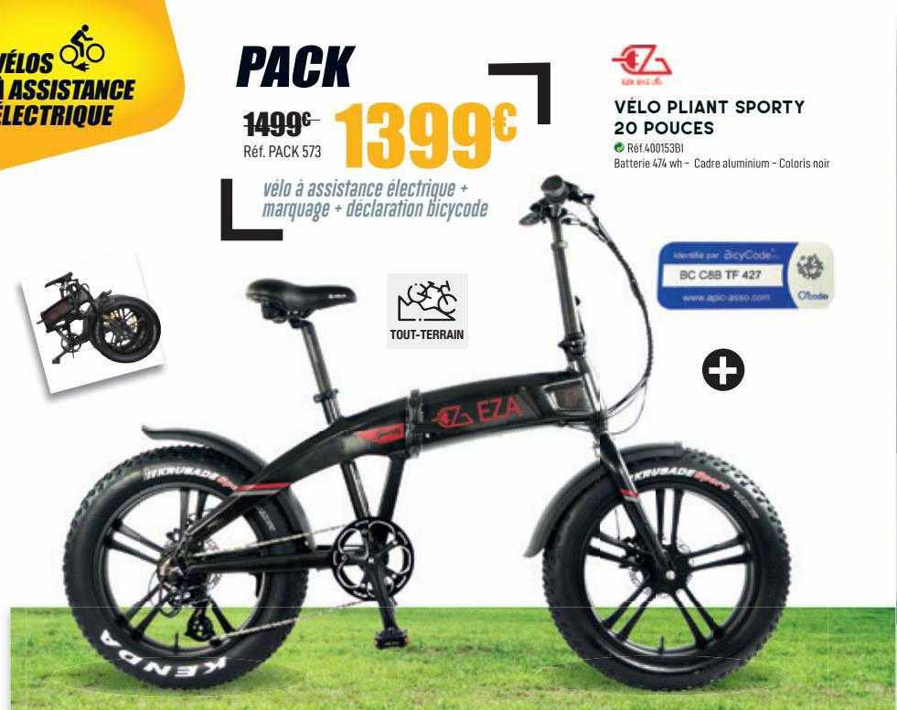 vélo pliant sporty 20 pouces