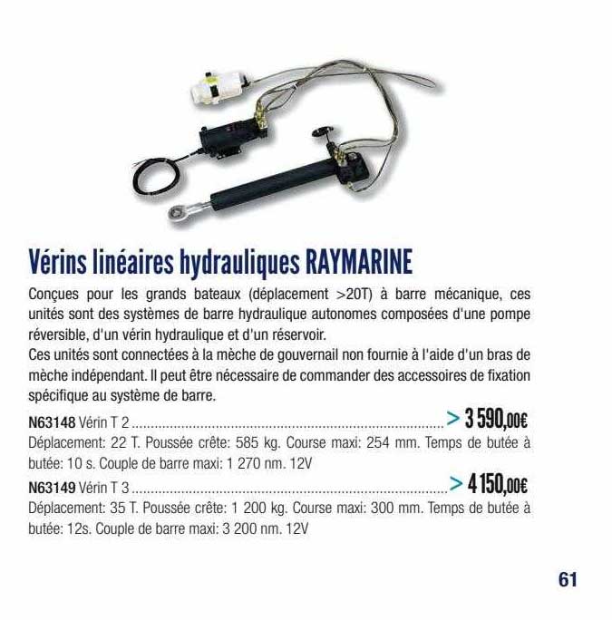 vérins linéaires hydrauliques raymarine
