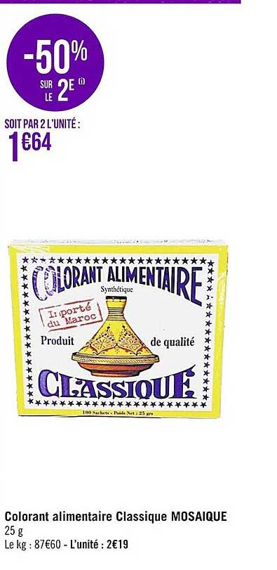 colorant alimentaire classique mosaïque