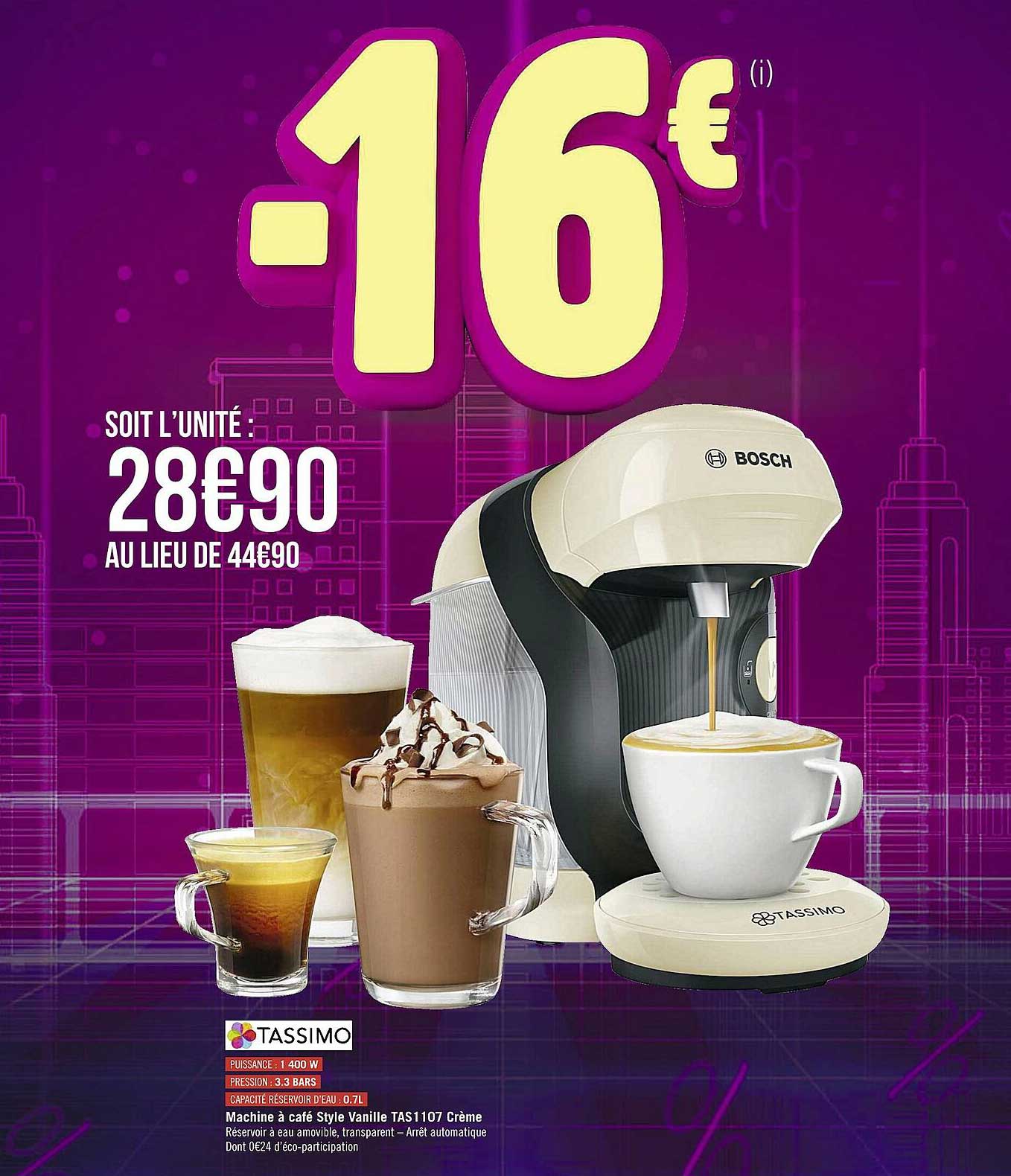 Machine à Café Style Vanille Tas1107 Crème Tassimo