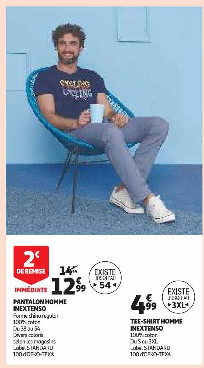 pantalon homme inextenso, tee-shirt homme inextenso