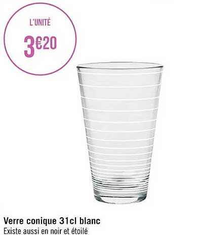 verre conique 31 cl blanc