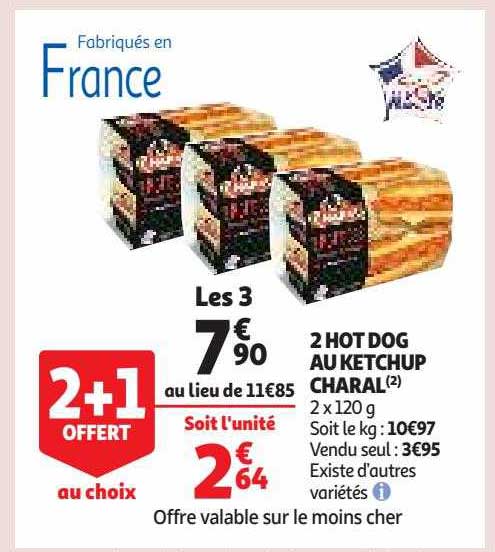 2 hot dog au ketchup charal
