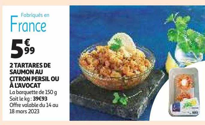 2 tartares de saumon au citron persil ou à l'avocat