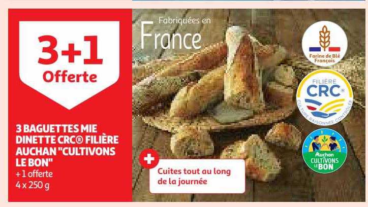 3 baguettes mie dinette crc filière auchan "cultivons le bon"