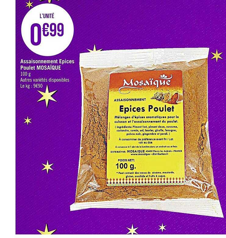 Assaisonnement épices Poulet Mosaïque