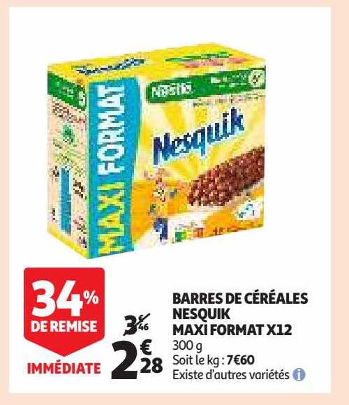 barres de céréales nesquik maxi format x 12