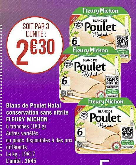blanc de poulet halal conservation sans nitrite fleury michon