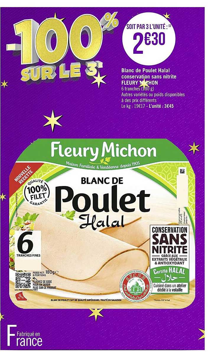 blanc de poulet halal conservation sans nitrite fleury michon