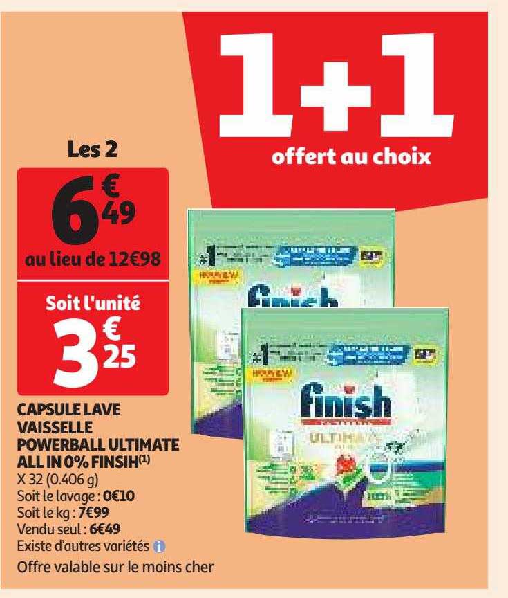 capsule lave vaisselle powerball ultimate all in 0% finish