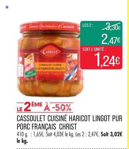 cassoulet cuisiné haricot lingot pur porc français christ