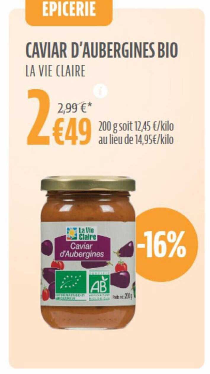 caviar d'aubergines bio la vie claire