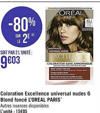 coloration excellence universal nudes 6 blond foncé l'oréal paris