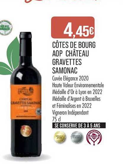 côtes de bourg aop château gravettes samonac