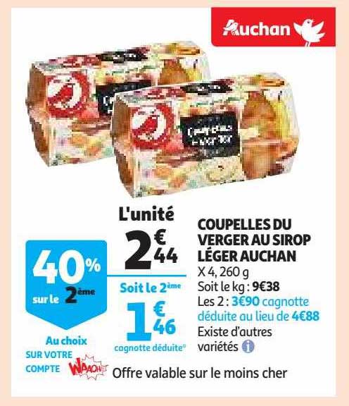Coupelles Du Verger Au Sirop Léger Auchan