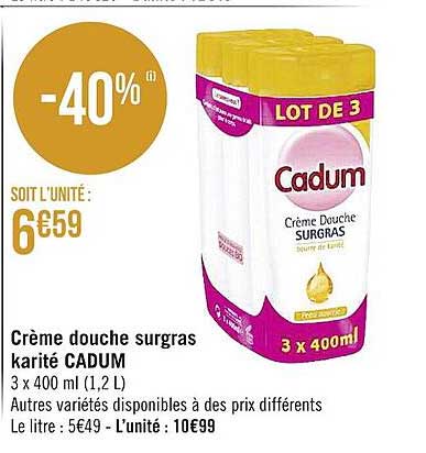 crème douche surgras karité cadum