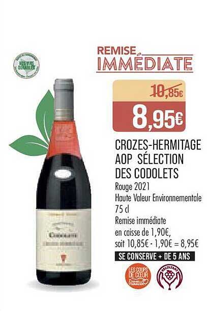 crozes-hermitage aop sélection des codolets