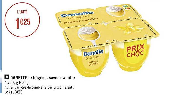 Danette Le Liégeois Saveur Vanille