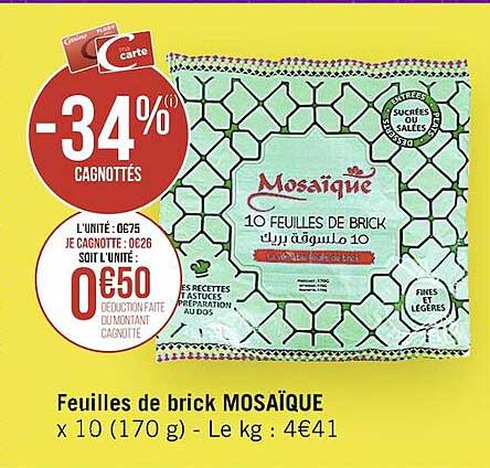 feuilles de brick mosaïque