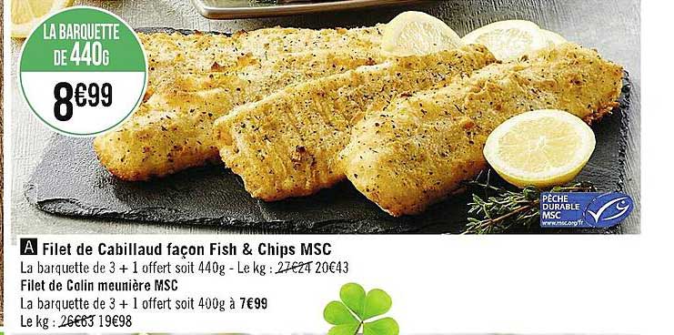 filet de cabillaud façon fish & chips msc