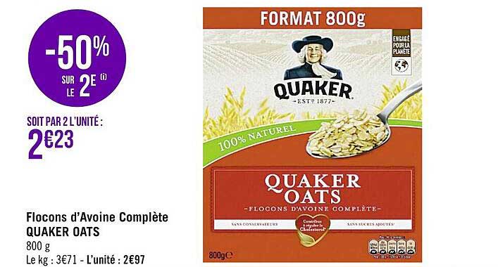 flocons d'avoine complète quaker oats