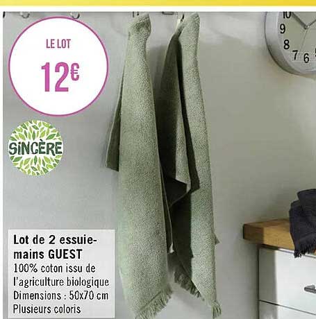 lot de 2 essuie-mains guest sincère