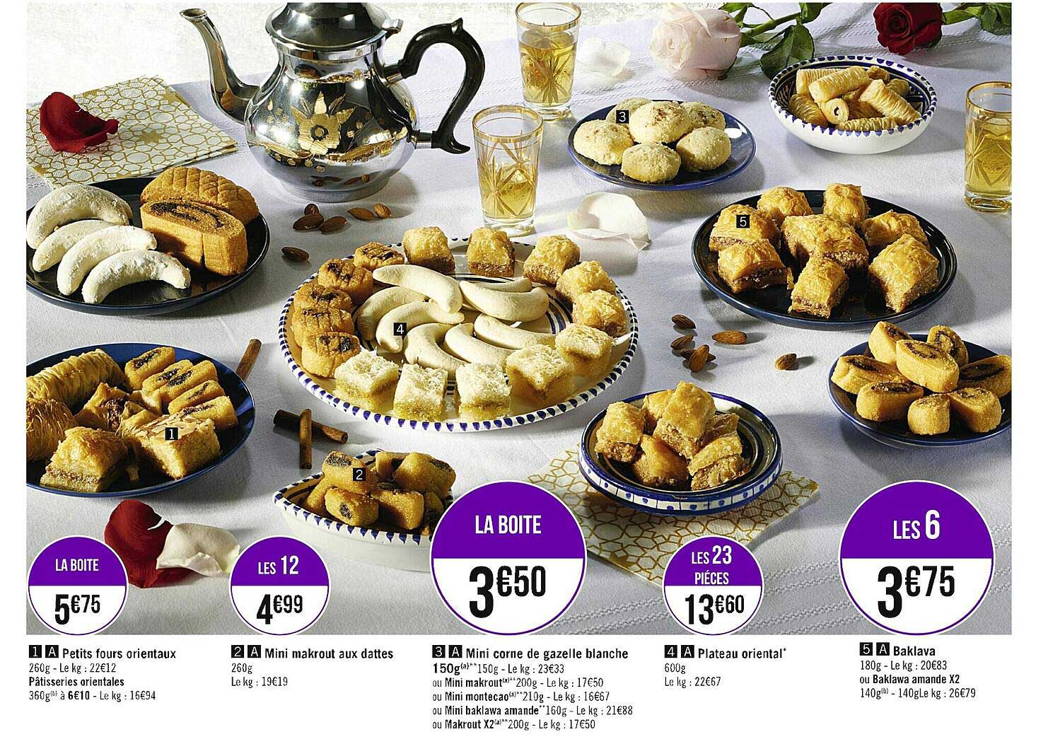 petits fours orientaux, mini makrout aux dattes, mini corne de gazelle blanche, plateau oriental, baklava