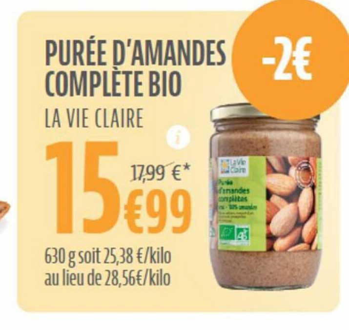 purée d'amandes complète bio la vie claire