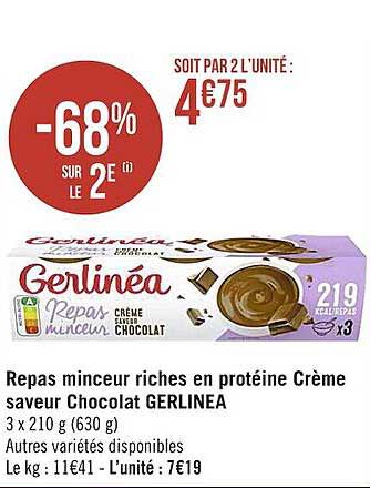 repas minceur riches en protéine crème saveur chocolat gerlinéa
