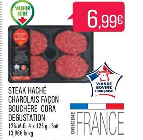 steak haché charolais façon bouchère cora dégustation