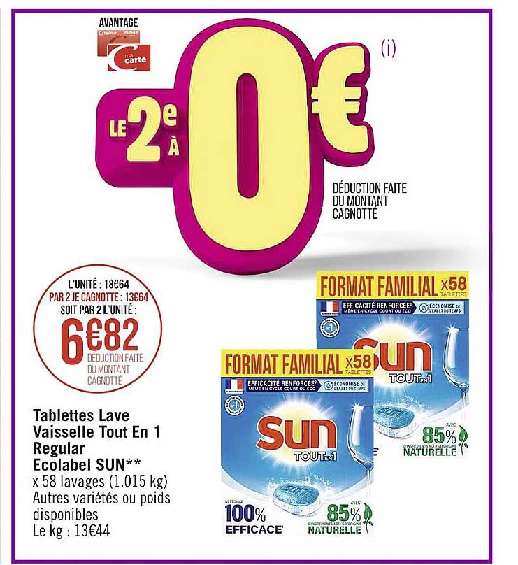 tablettes lave vaisselle tout en 1 regular ecolabel sun