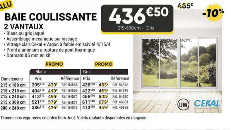 baie coulissante 2 vantaux