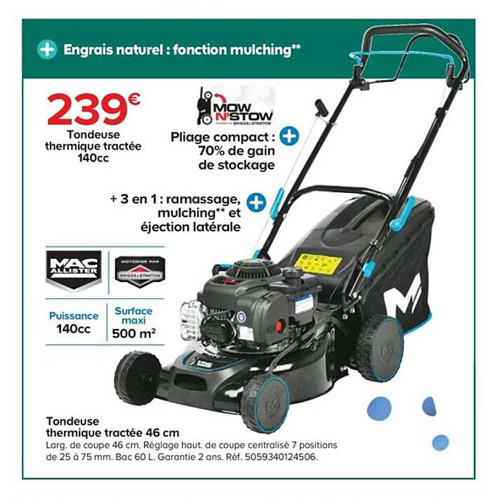 tondeuse thermique tractée 46 cm mac allister