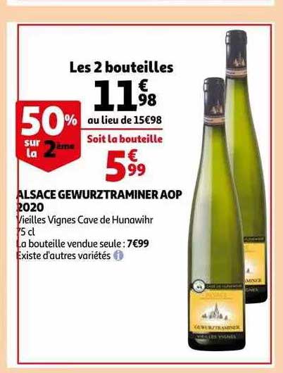 alsace gewurztraminer aop 2020 vieilles vignes cave de hunawihr