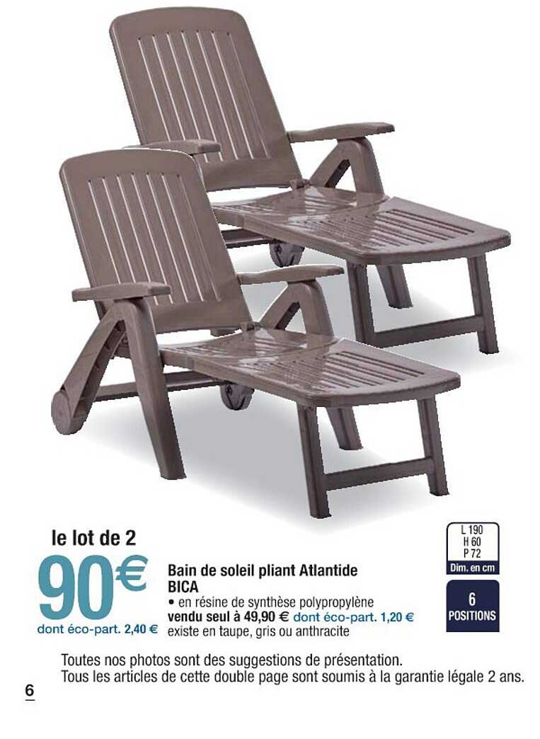 bain de soleil pliant atlantide bica