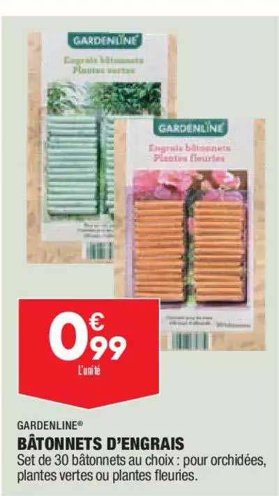 bâtonnets d'engrais gardenline