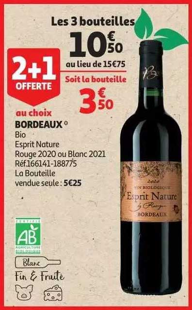 Bordeaux Bio Esprit Nature Rouge 2020 Ou Blanc 2021