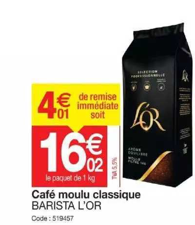 Café Moulu Classique Barista L'or