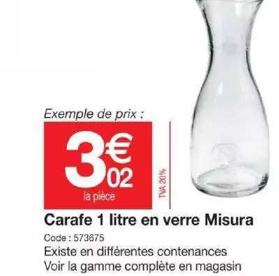 carafe 1 litre en verre misura
