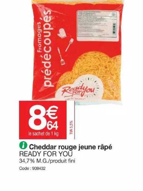 cheddar rouge jeune râpé ready for you