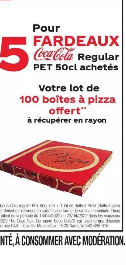 coca-cola regular pet 50 cl, boîtes à pizza offert