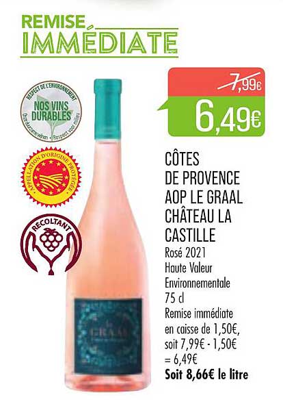 côtes de provence aop le graal château la castille rosé 2021
