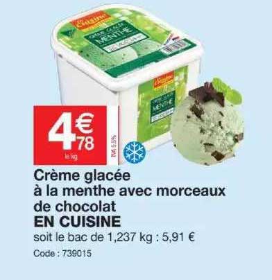 Crème Glacée à La Menthe Avec Morceaux De Chocolat En Cuisine
