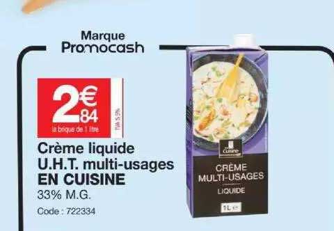 crème liquide u.h.t. multi-usages en cuisine