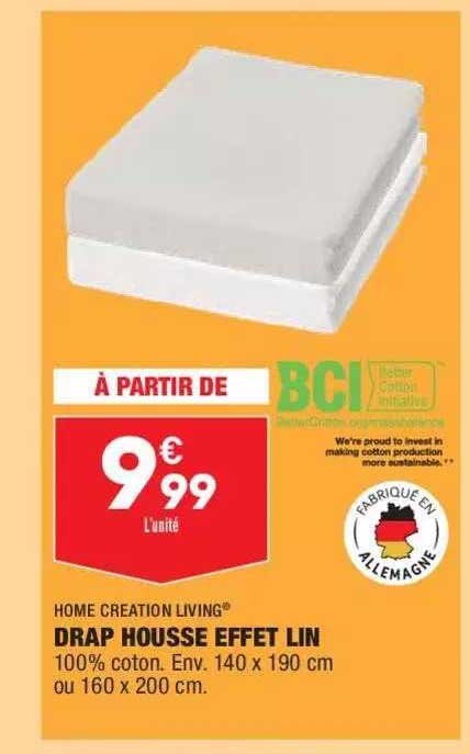 Drap Housse Effet Lin Home Creation Living