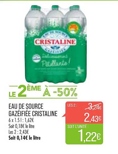 eau de source gazéifiée crisaline