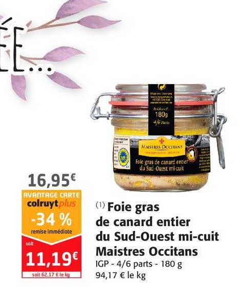 foie gras de canard entier du sud-ouest mi-cuit maistres occitans