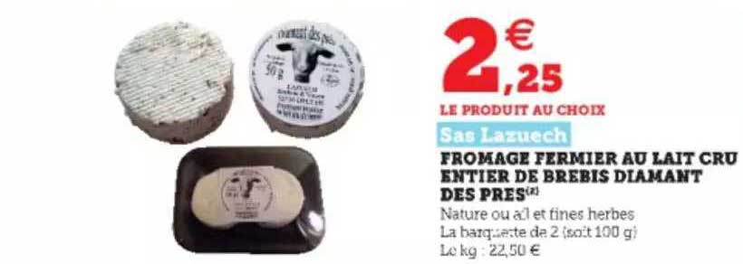 fromage fermier au lait cru entier de brebis diamant des près sas lazuech