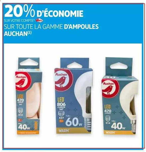 la gamme d'ampoules auchan
