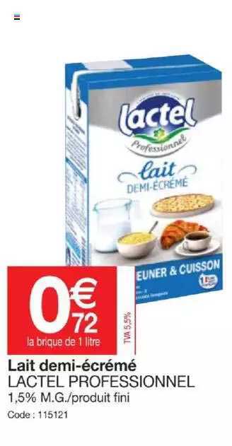 lait demi-écrémé lactel professionnel